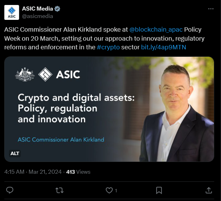 Aussie corporate regulator to build ‘outcome-based’ crypto policies