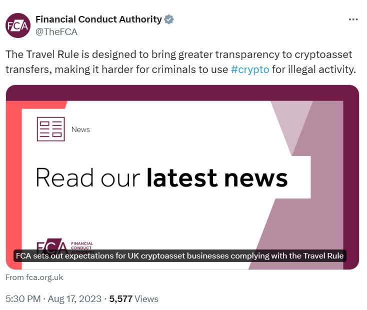 UK crypto industry publishes Travel Rule navigation guide