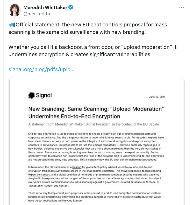 Signal boss slams EU’s latest ‘upload moderation’ surveillance ploy