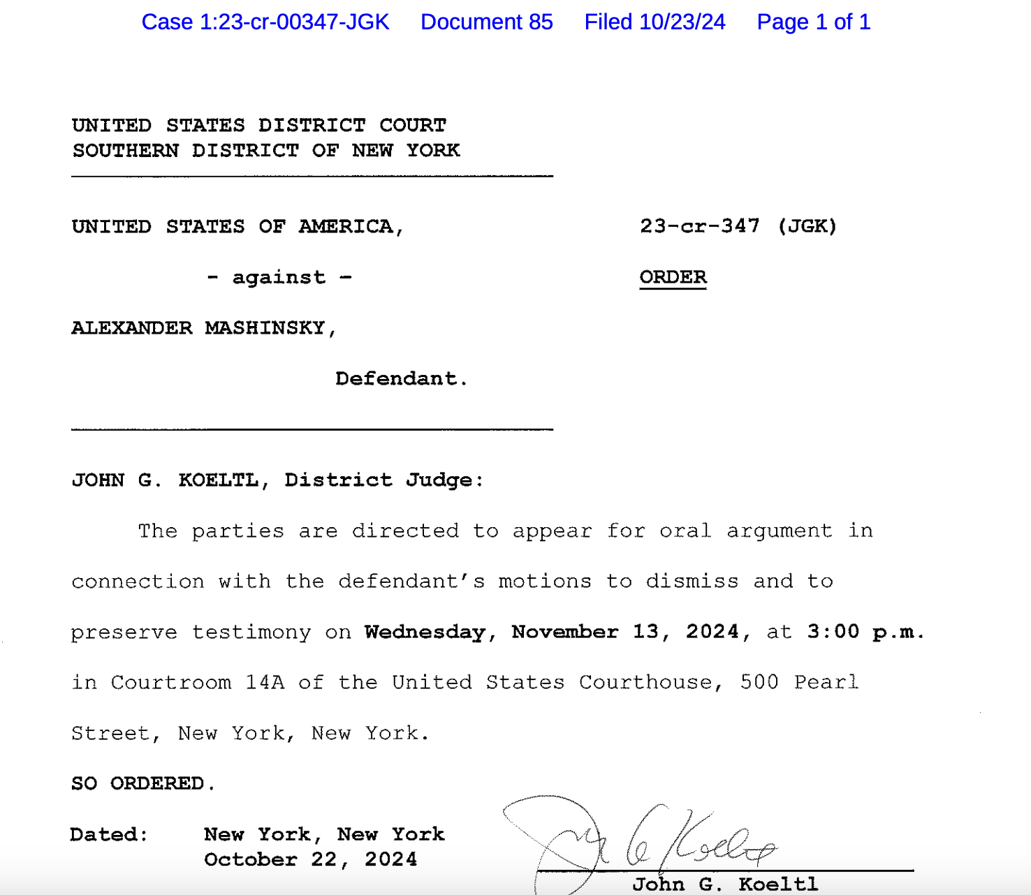 Former Celsius CEO to return to court on Nov. 13