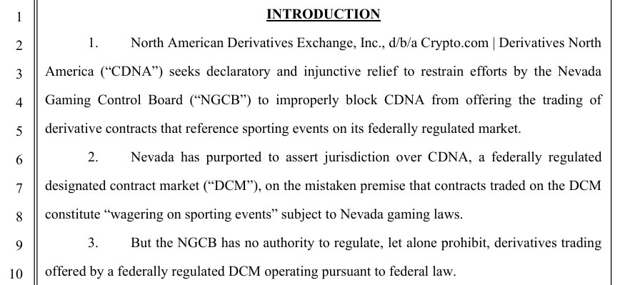 Crypto.com sues Nevada gaming body over block on sports event contracts