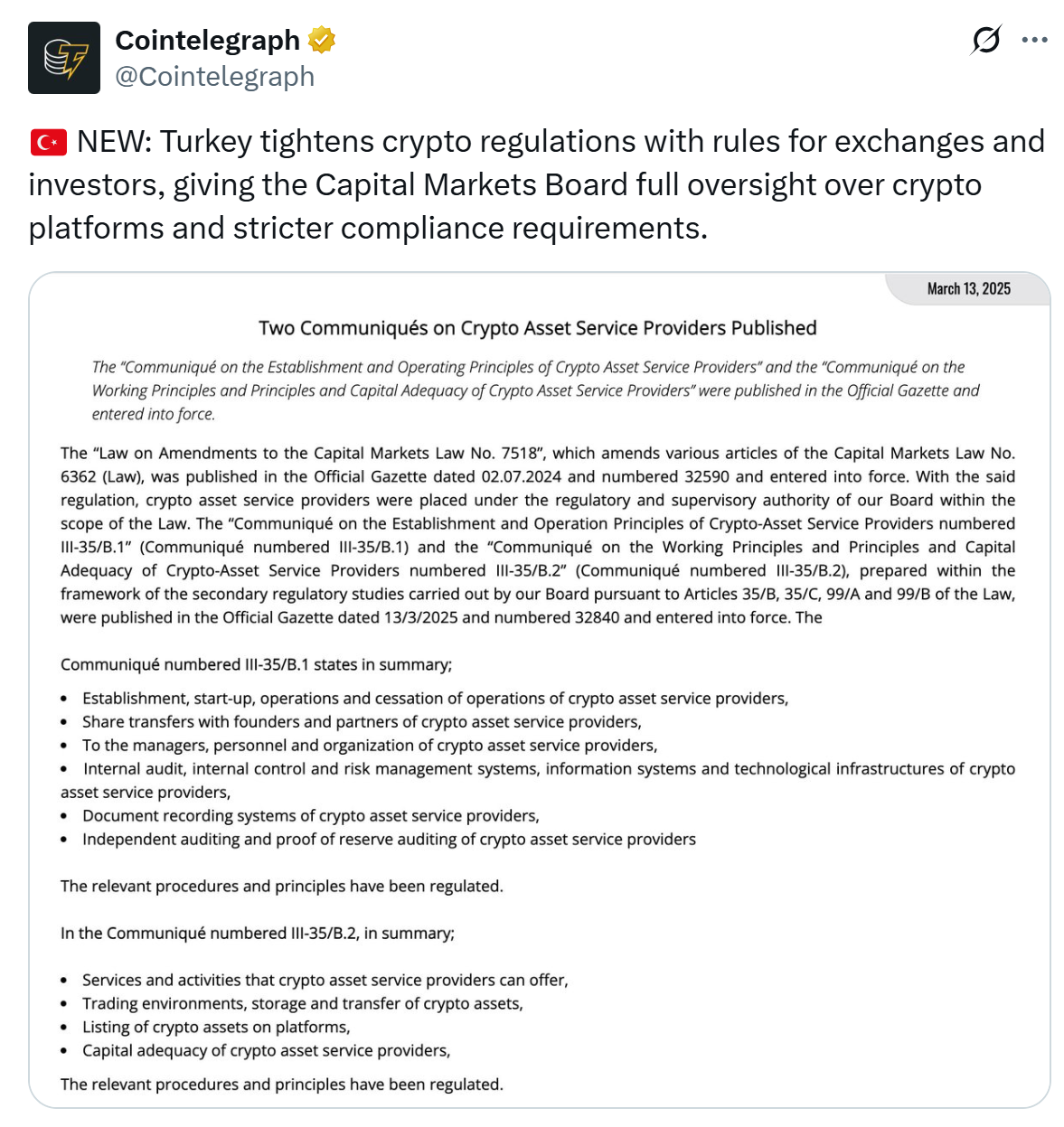Turkey tightens crypto rules with source, purpose checks on transfers